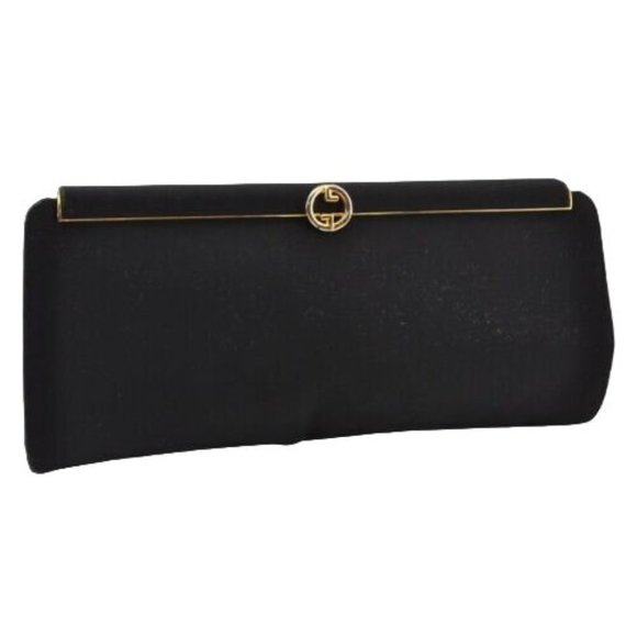 1960's Gucci mod black silk interlocking GG clutch purse - Picture 1 of 12